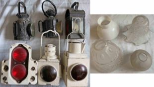 Selection (10 items) of railwayana comprising 6 LAMPS from the BR era: 3 hand lamps (3-aspect and