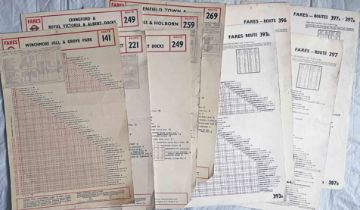 Selection (10) of London Transport Routemaster FARECHARTS comprising 6 x early 1960s issues for