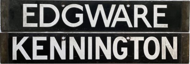 London Underground 1938-Tube Stock enamel CAB DESTINATION PLATE for Edgware / Kennington on the