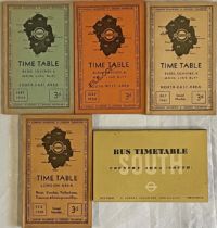 Selection (5) of 1930s London Transport AREA TIMETABLE BOOKLETS comprising South-West July 1934,