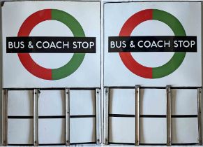 1950s/60s London Transport enamel BUS & COACH STOP FLAG (Compulsory). An E6-size, double-sided,