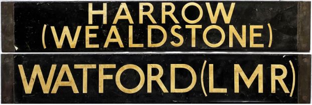 London Underground 38-Stock enamel DESTINATION PLATE for Harrow (Wealdstone)/Watford (LMR) on the