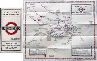 1923 London Underground MAP of the Electric Railways of London "What to see & how to travel".