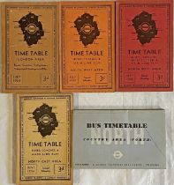 Selection (5) of 1930s London Transport AREA TIMETABLE BOOKLETS comprising London July 1934, South-