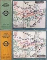 Pair of London Underground linen-card POCKET MAPS from the Stingemore-designed series of 1925-32.