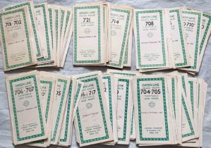 Very large quantity (c150) of London Transport Green Line Coach ROUTE TIMETABLE LEAFLETS dated
