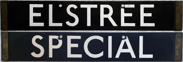 London Underground 1938-Tube Stock enamel CAB DESTINATION PLATE for Elstree / Special on the