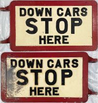 Sheffield Corporation Transport TRAM STOP FLAG 'Down Cars Stop Here'. A double-sided, cast-alloy