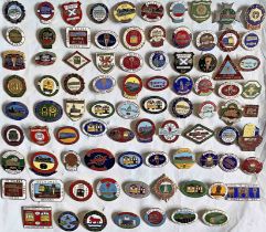 Very large quantity (86) of ASLEF trade union enamelled LAPEL BADGES. Mostly from the 1980s and