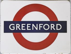 Small London Underground enamel PLATFORM SIGN from Greenford station on the Central line. A