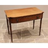 A Regency mahogany bow front side table, the shaped top above a single convex frieze drawer