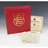 An album of 23 carat gold with 12 carat white gold overlay faux stamps by Heirloom Investments, "The
