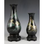 A Chinese Fuzhou lacquer vase, mid 20th century, the pear shaped vase with slender flared neck,