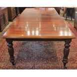 A 19th century style extending mahogany dining table, 20th century, the rectangular moulded top