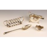 A George V silver six division toast rack, James Dixon & Sons Ltd, Sheffield 1913, designed as seven