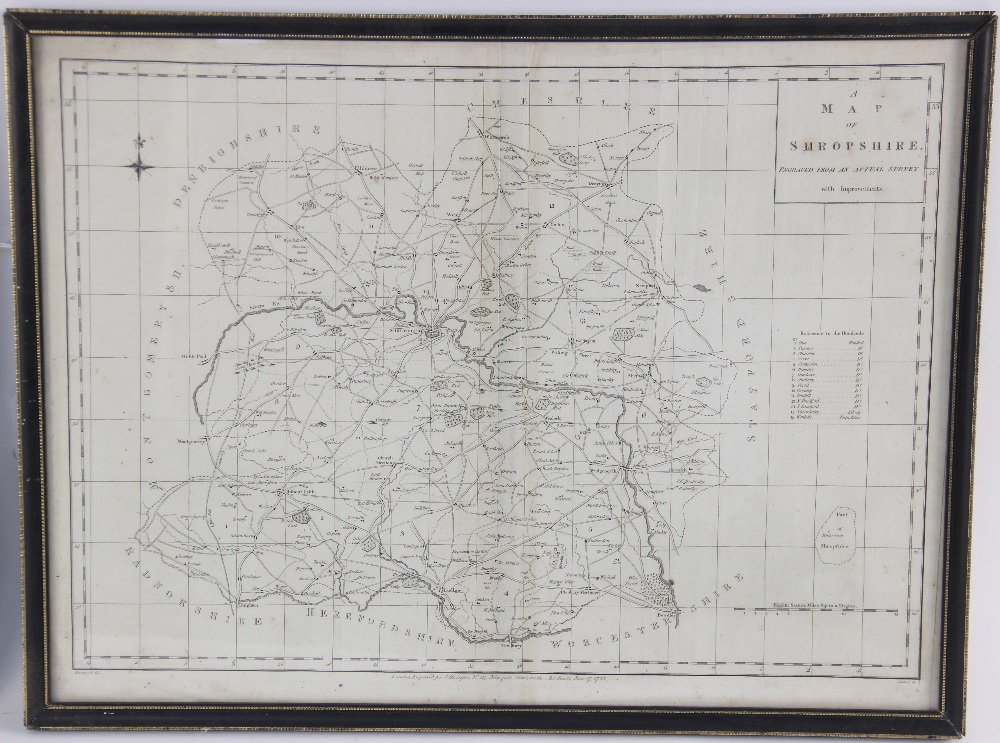 After Robert Morden (1650 – 1703), SHROP SHIRE, an uncoloured engraved map on laid paper depicting - Image 6 of 7