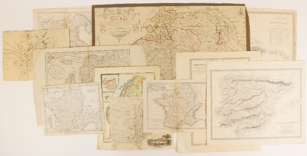 A collection of eleven unframed continental, country and regional maps, 18th century and later, to - Image 2 of 6