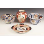 A selection of Japanese Imari porcelain, 19th century and later comprising, a large jardiniere