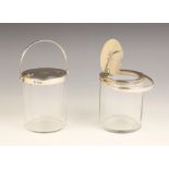 A pair of Edwardian silver mounted cut glass preserve jars, Hukin & Heath, London 1901, each of