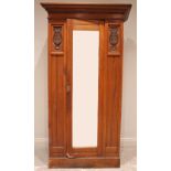 An Art Nouveau satin walnut bachelor's single wardrobe, Timberlins Ltd, the single mirror door