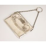 An Art Nouveau silver purse, Sampson Mordan & Co, London 1907, of rectangular form, the hinged cover