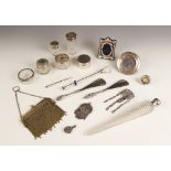 A selection of silver and silver coloured tableware and accessories, to include a Victorian cut