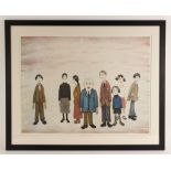 Laurence Stephen Lowry, RBA, RA, (British, 1887-1976), "His Family", Artist signed print on paper,