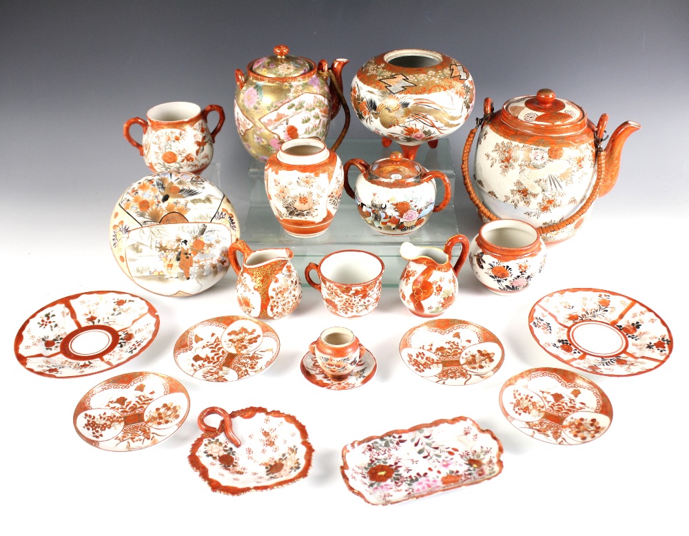 A selection of Japanese Kutani porcelain wares, Meiji period (1868-1912) and later, to include a