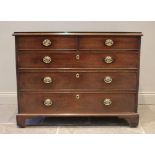A Regency mahogany chest of drawers, the rectangular top above two short and three long drawers,
