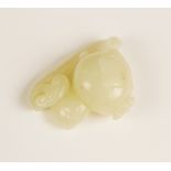 A Chinese pale celadon jade carving, carved to depict a fruiting gourd, 5cm wide