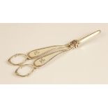 A pair of Victorian silver grape snips, Thomas Prime & Son, Birmingham 1878, finger loops with