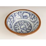 A Chinese blue and white batavia basin, 19th century, the circular shaped bowl internally