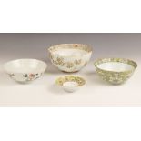 A selection of Chinese porcelain, 18th century and later, to include a famille jaune lotus bowl,