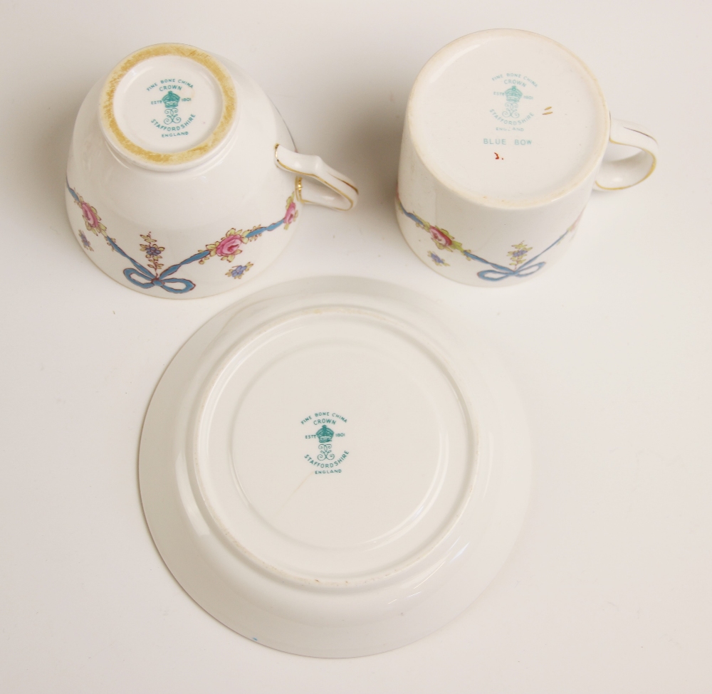 A selection of Crown Staffordshire "Blue Bow" porcelain dinner and tea wares, comprising: a - Image 2 of 2