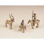 A miniature silver coloured figure of an antelope in the manner of Patrick Mavros, 42mm high,