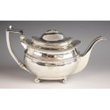 A George III silver teapot, Dorothy Langlands, Newcastle 1808, of oval form with rope twist borders,