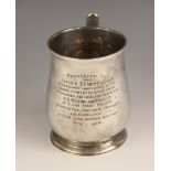 A George II silver mug, possibly William Fordham or William Fleming, London 1730, of baluster form