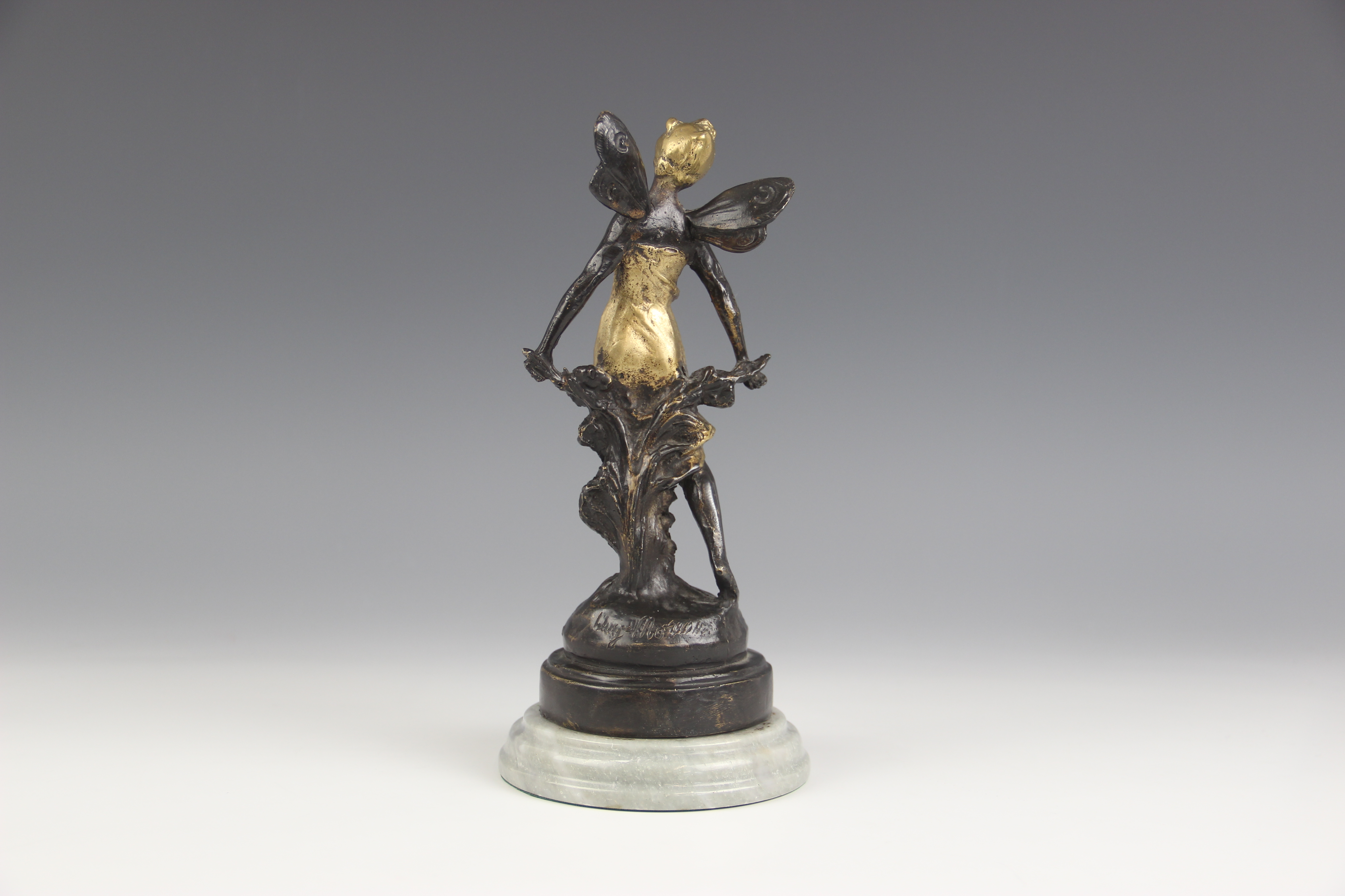 After Auguste Moreau (1834-1917), a pair of nymphs, each parcel gilt bronze patinated figure - Image 7 of 14