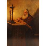 Robert Morley RBA (British, 1857-1941), A priest at prayer, painted "Induamur Arma Lucis" [Let Us