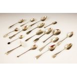 A selection of 19th century and later spoons and cutlery, to include a 17th century style seal-top