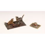 A cold painted metal cat group in the manner of Franz Bergman, early 20th century, possibly