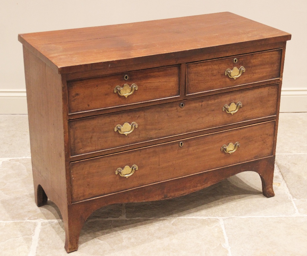 A George III mahogany straight front chest of drawers, the associated rectangular top above two