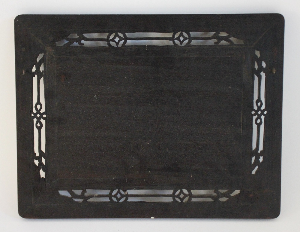 A Chinese mother of pearl inlaid panel, circa 1900, of rectangular form with foliate carved - Image 2 of 5