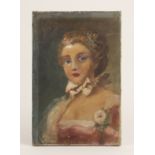 English school (early 20th century), Bust length portrait of a young lady dressed in pink, Oil on