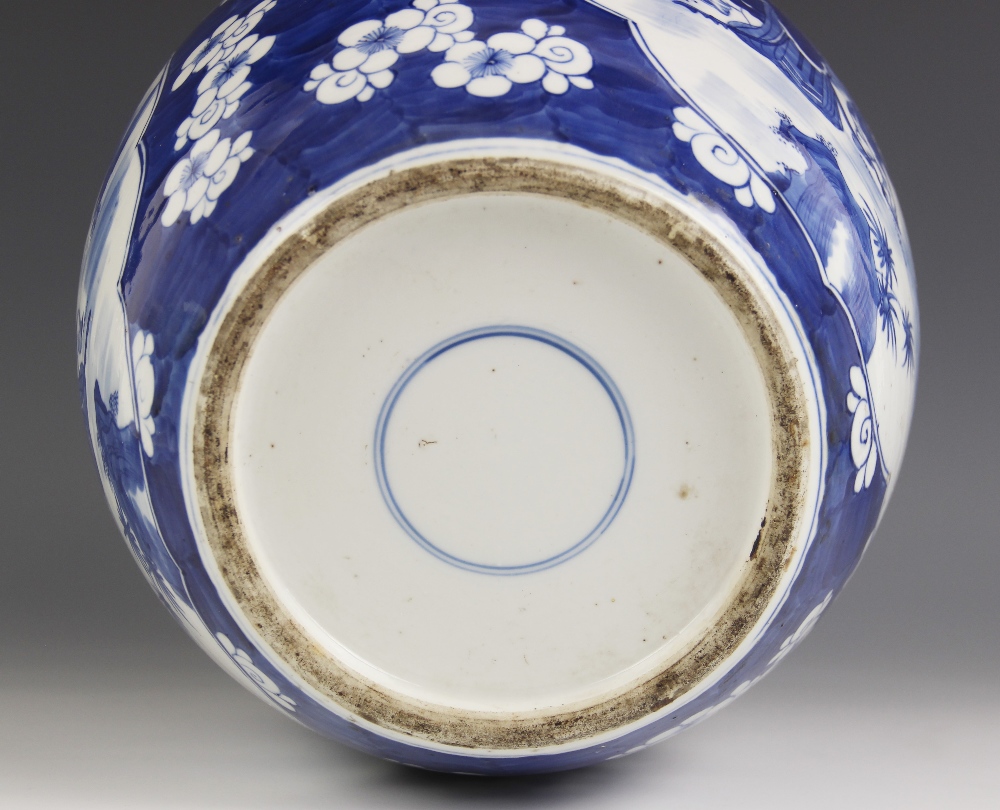 A large Chinese porcelain blue and white ginger jar, 19th century, decorated with two reserves - Image 2 of 6