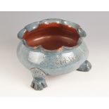 A Welsh Ewenny Pottery glazed terracotta footed bowl or cache pot, early 20th century, probably by