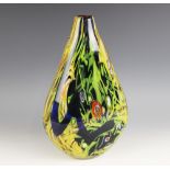 A Murano style art glass vase, 20th century, of flattened baluster form with layered swirled and
