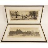 English school (19th century), A cottage by a country stream, Etching on paper, Indistinctly signed,