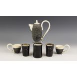 Biggi Spiro (Australian, contemporary), a studio pottery espresso set comprising a coffee pot and