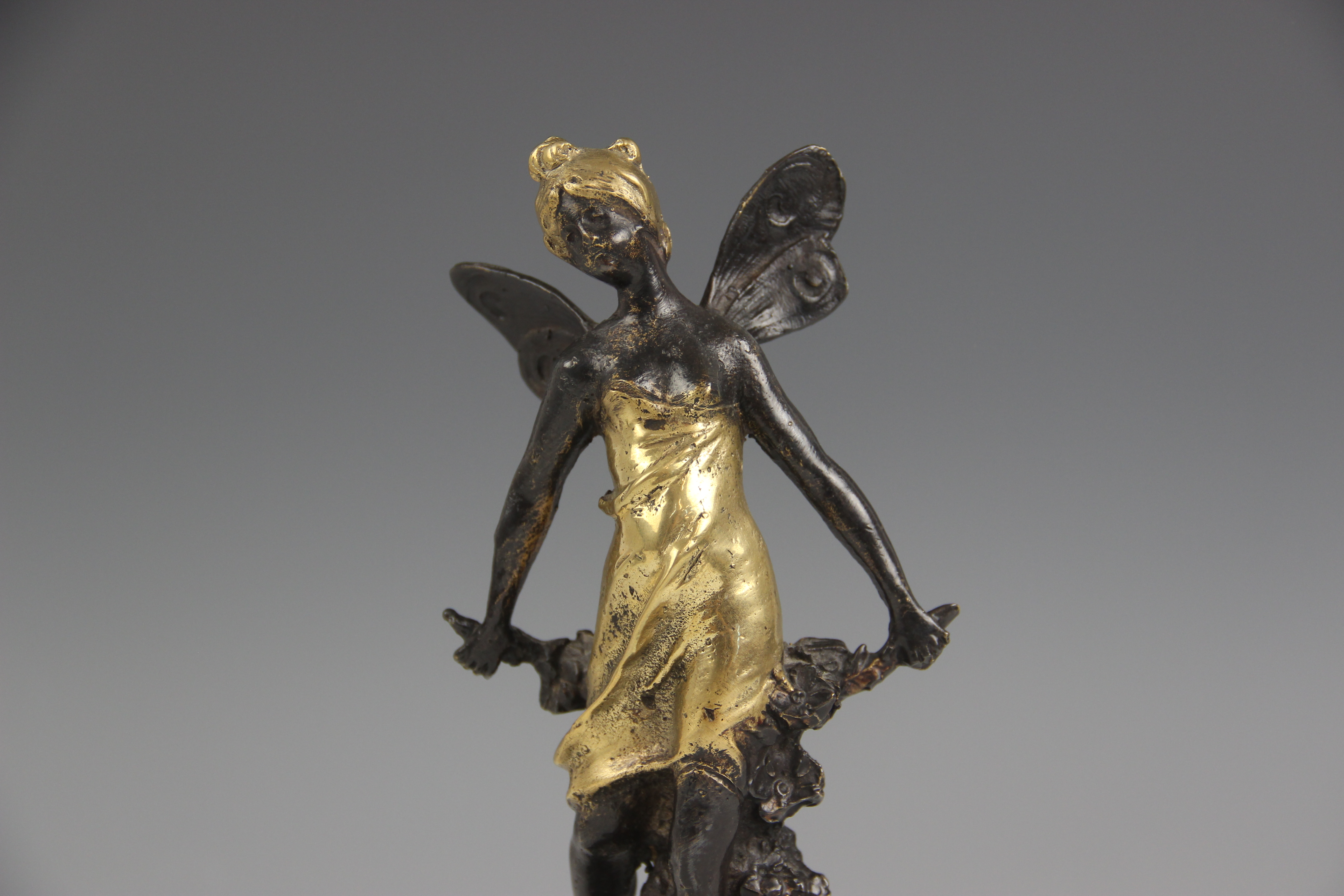 After Auguste Moreau (1834-1917), a pair of nymphs, each parcel gilt bronze patinated figure - Image 9 of 14